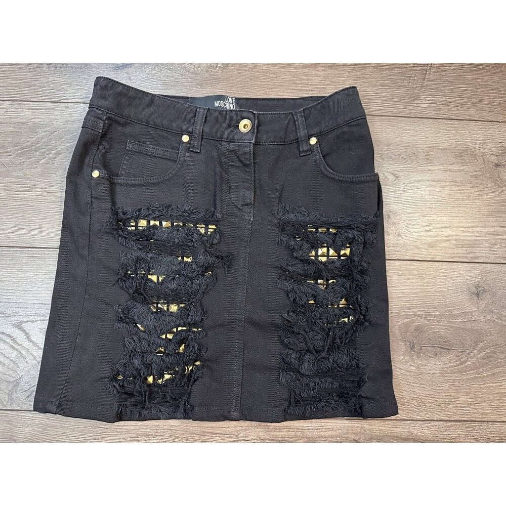 Love Moschino Women's Black and Gold Skirt 4